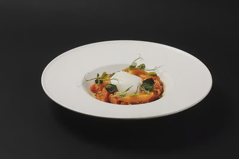 Salată cu Burrata, cartof dulce cu parmezan și trufe