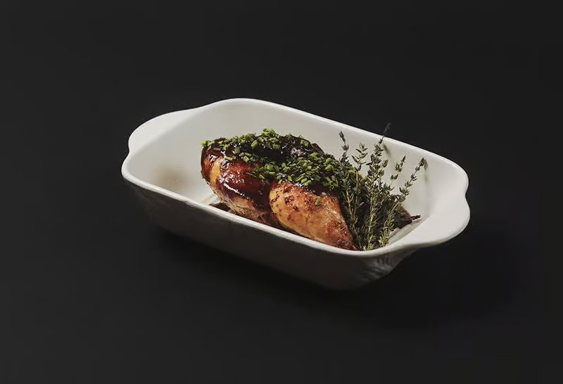 Cocoșel de pădure cu sos de unt ars și salată verde