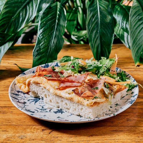 Omelette with Bacon and kneaded cheese