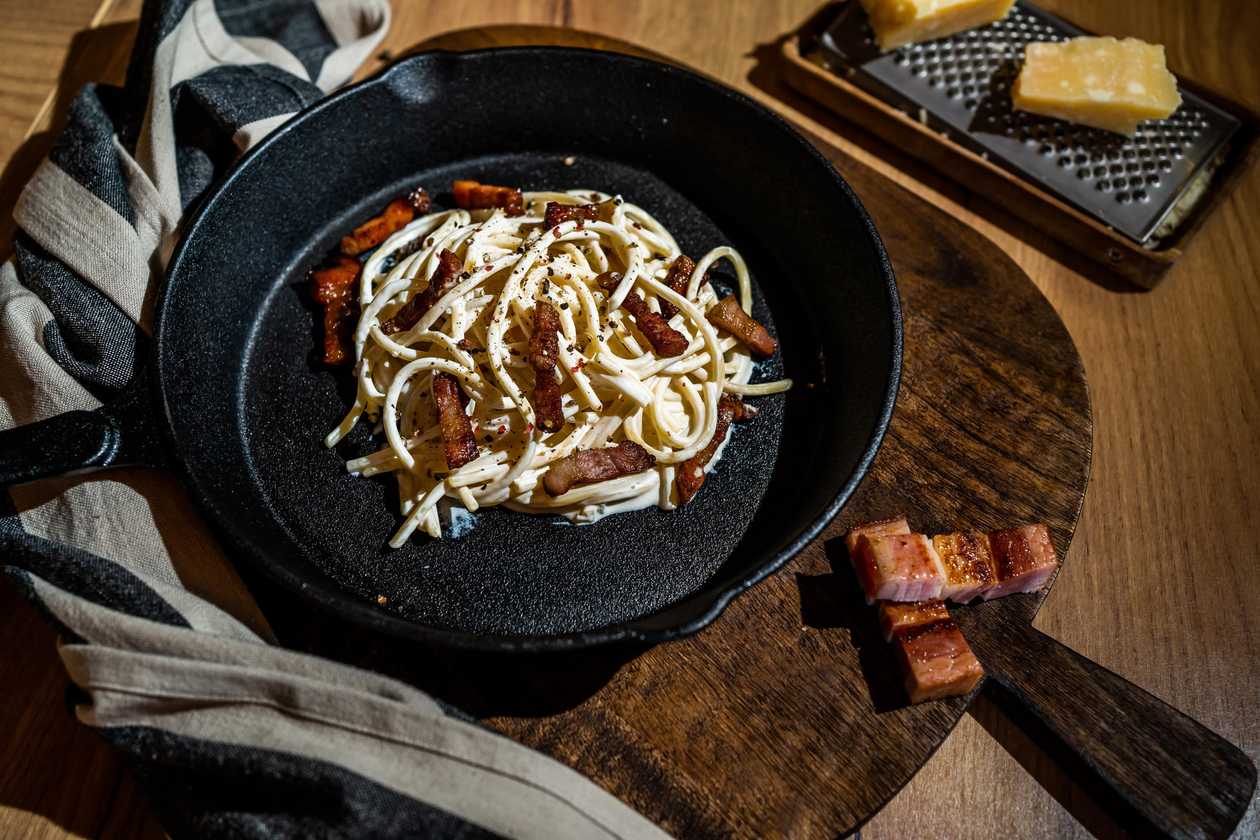 Carbonara con bacon