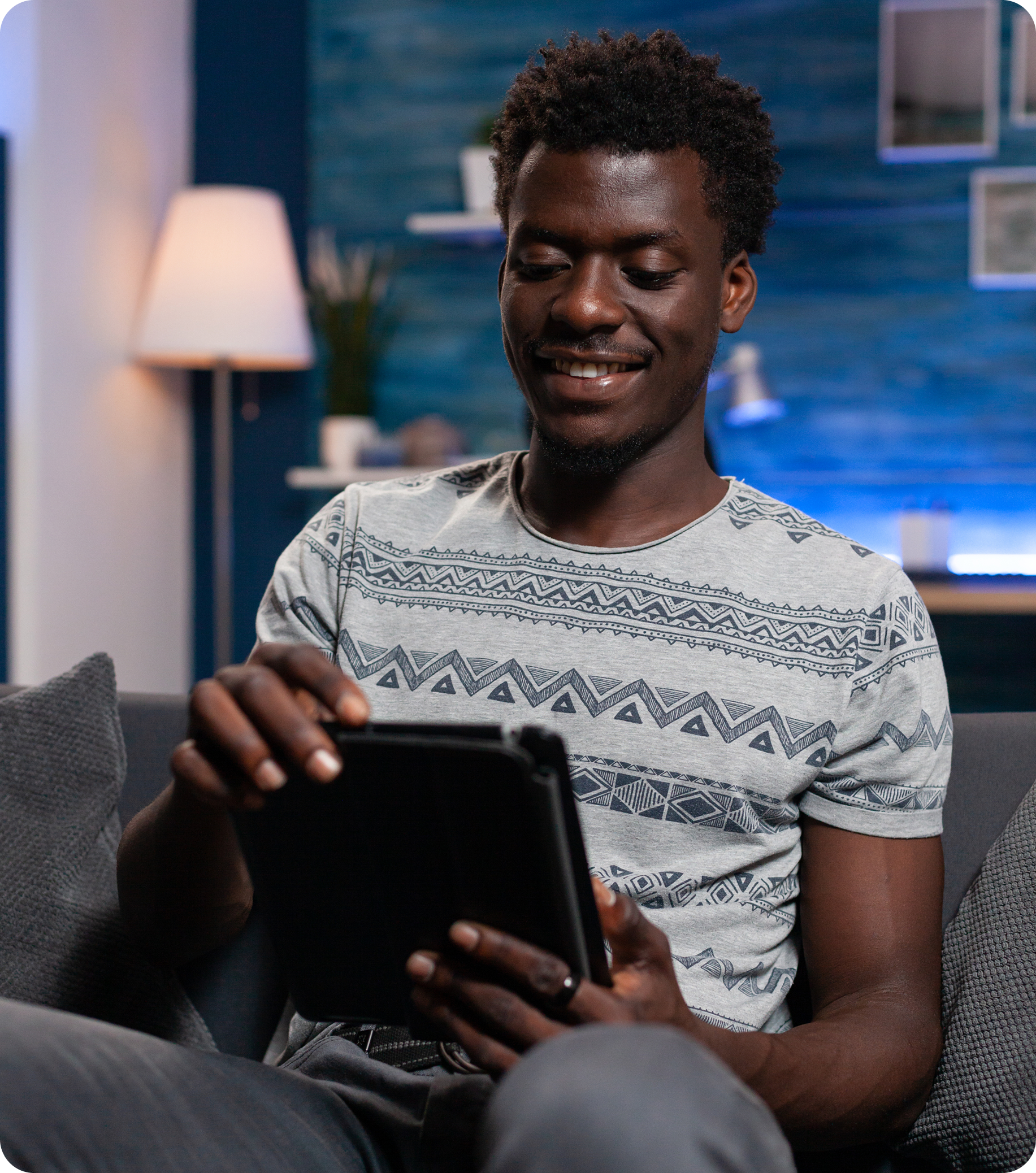 Prospective client reviewing the eligibility form on a tablet