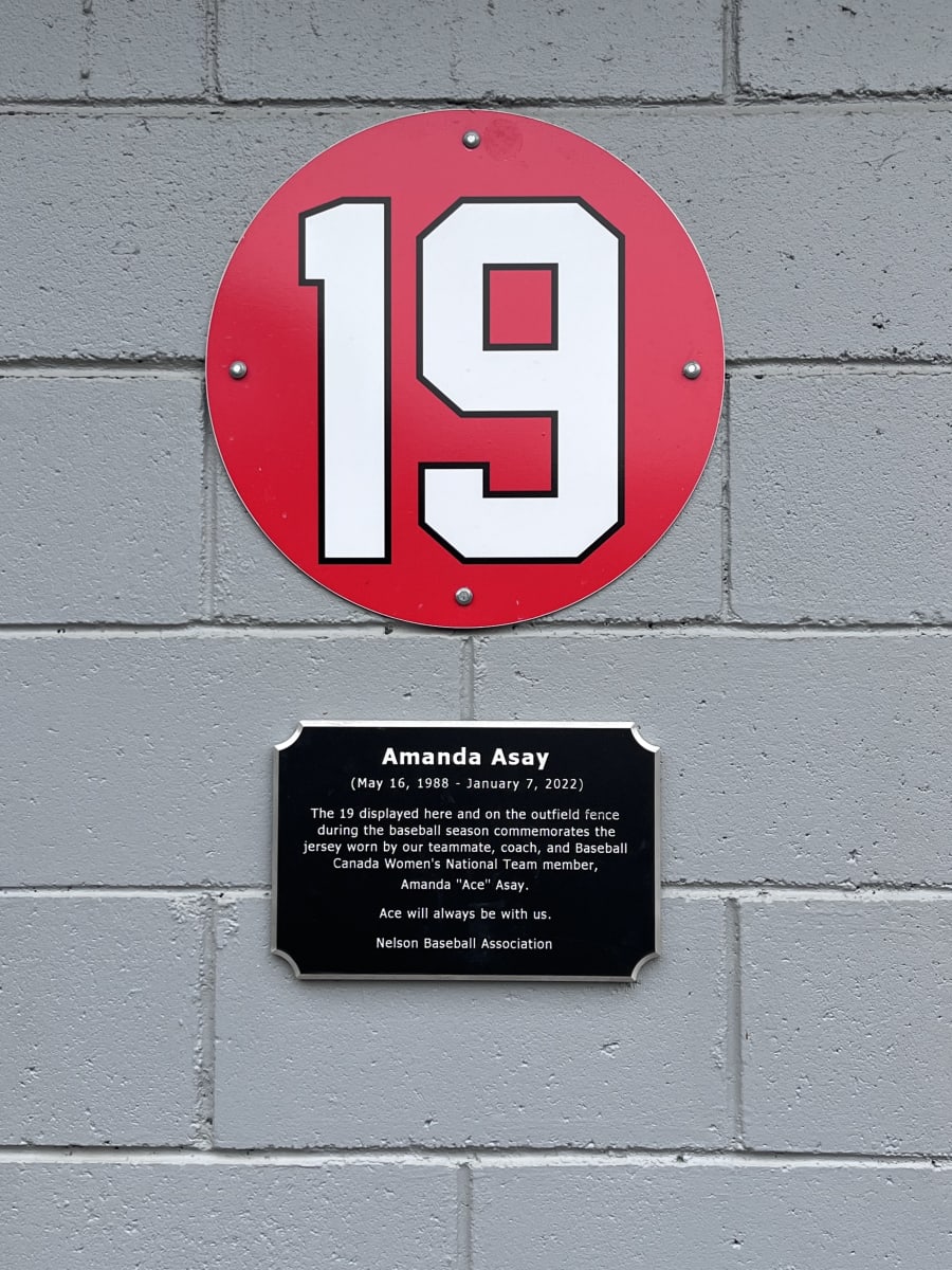Amanda Asay’s commemorative number 19 and memorial plaque