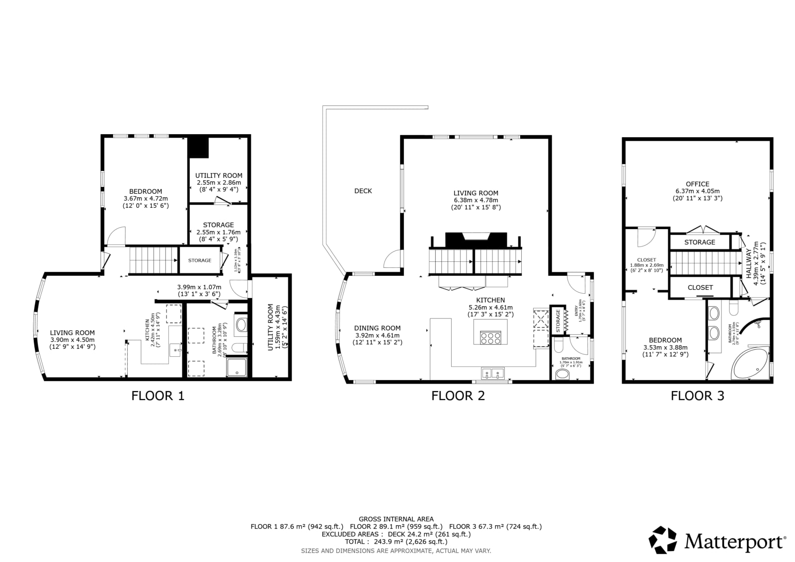 Three-level floor plan for 3360 Little Slocan South Road in Passmore, BC.