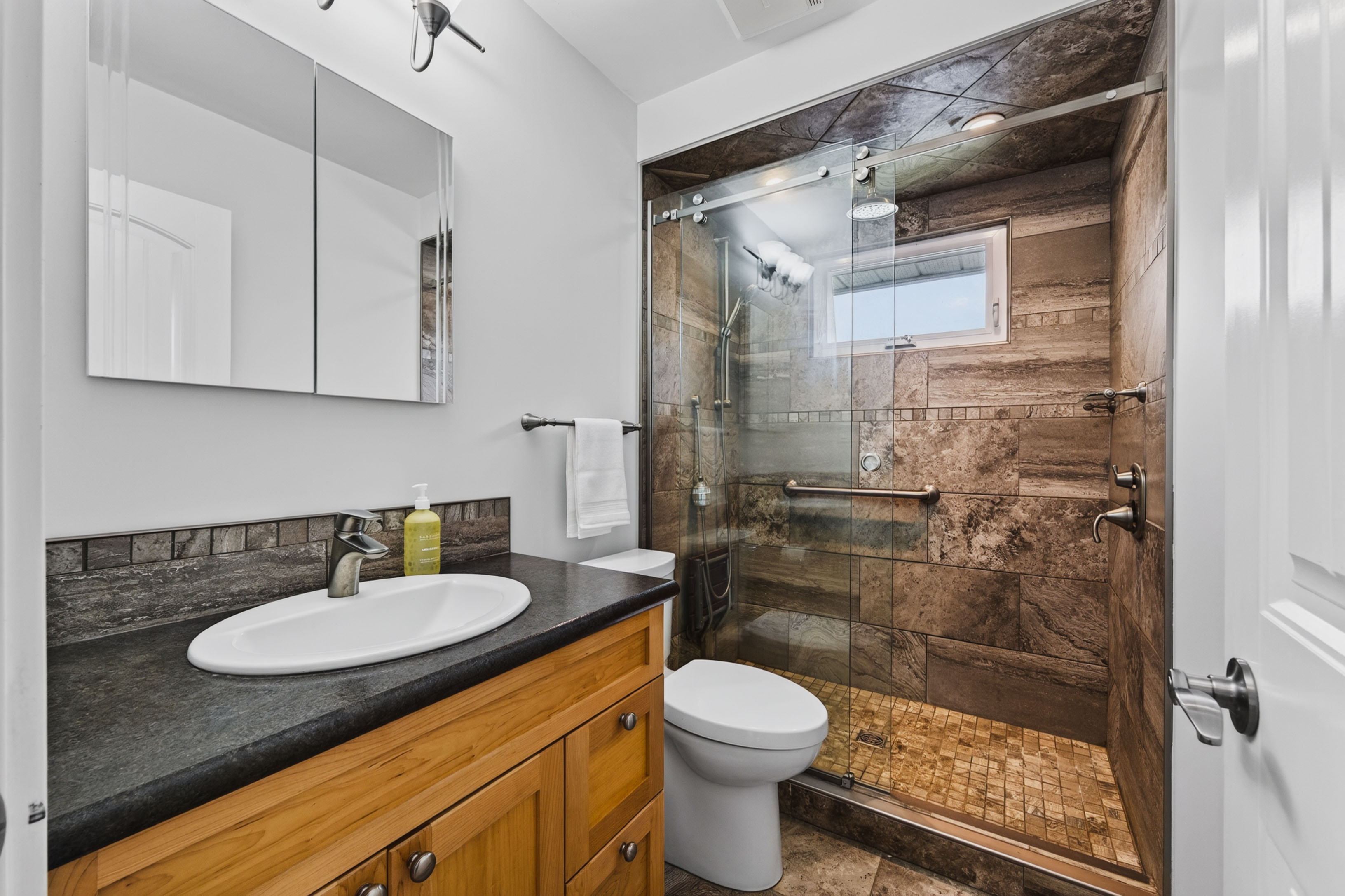 Updated bathroom at 815 Tenth Street in Nelson BC