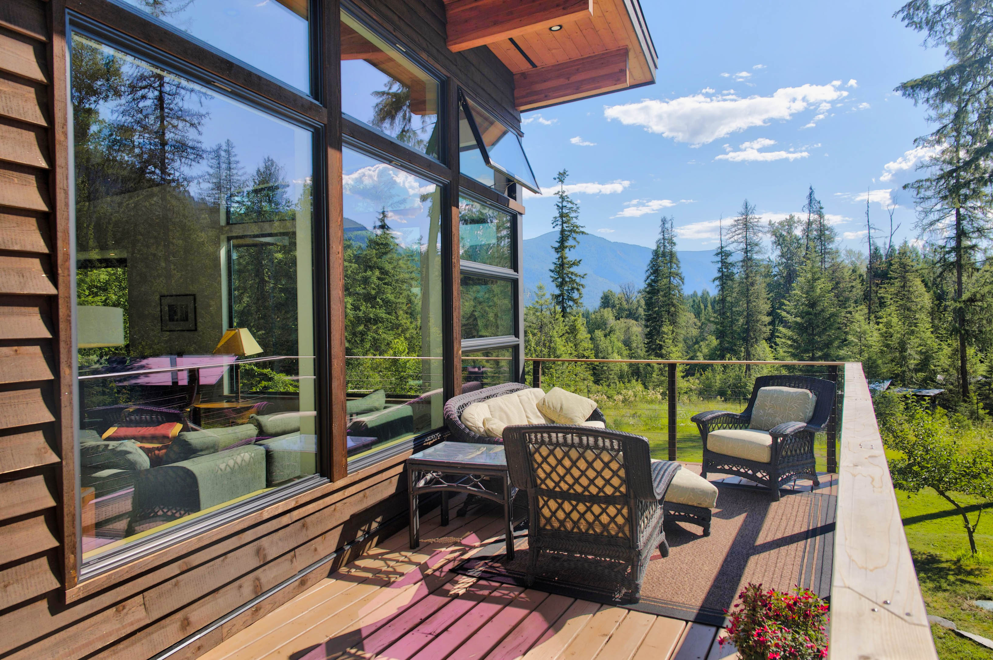Deck seating and mountain views at 4135 Kays Road