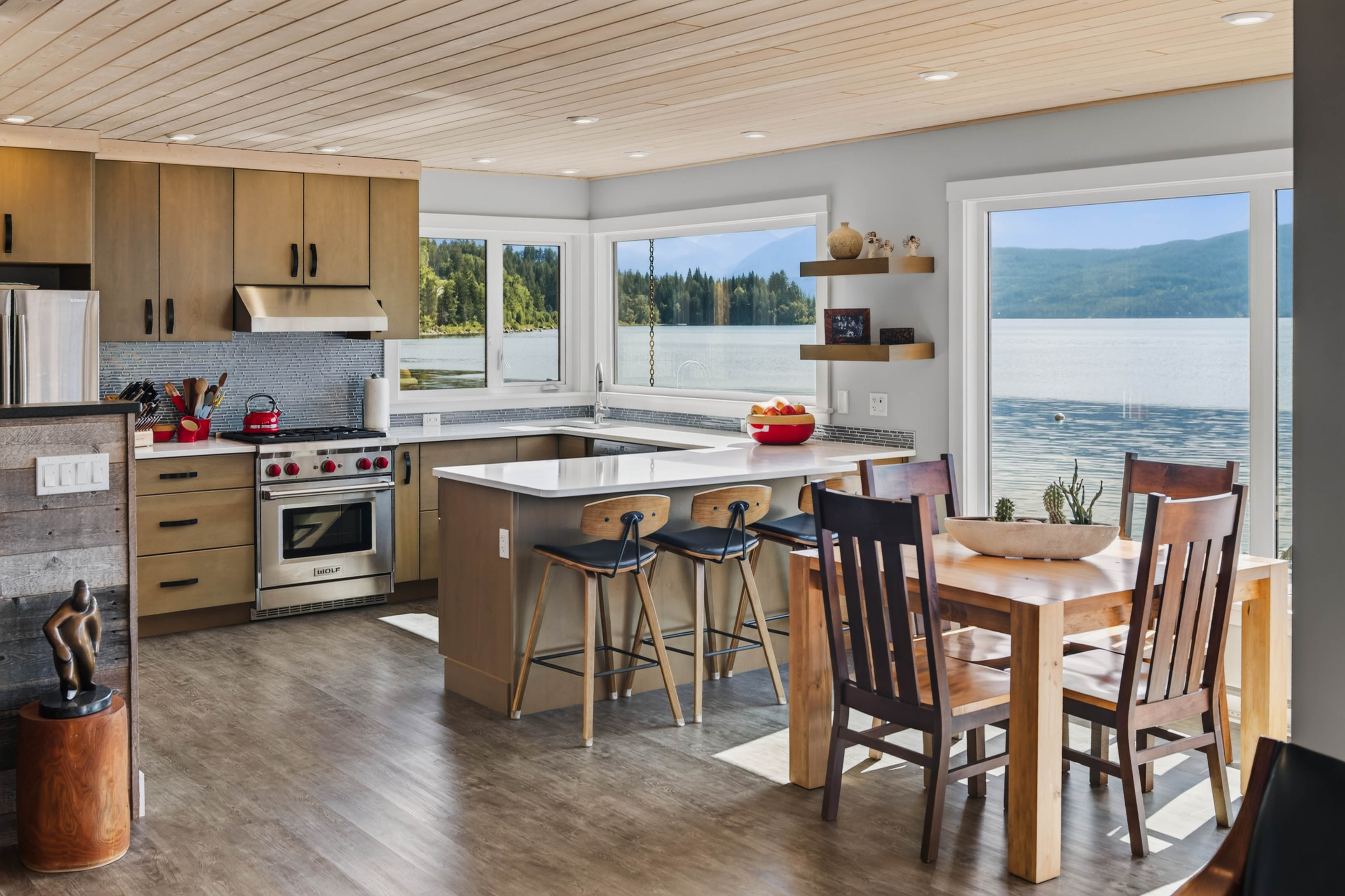Renovated kitchen with lake view