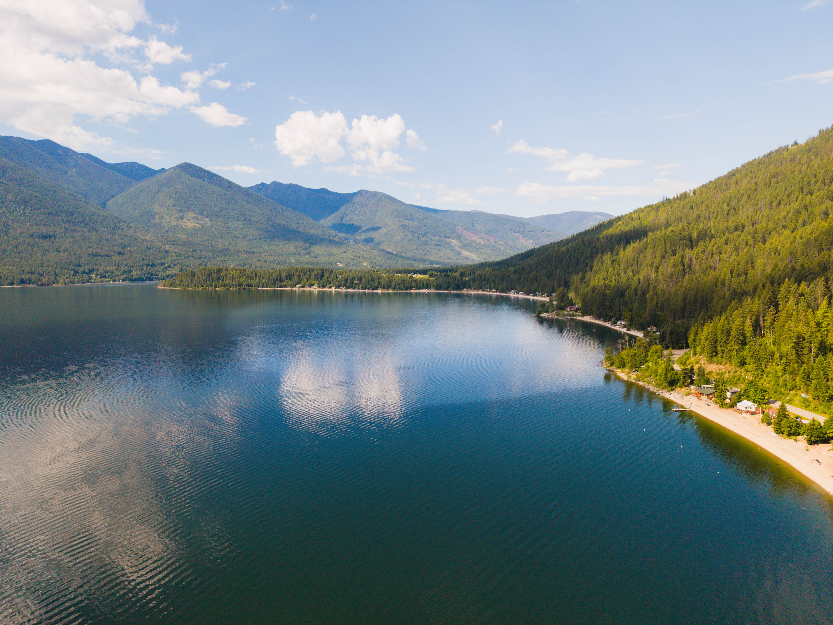 Queens Bay and Kootenay Lake aerial view