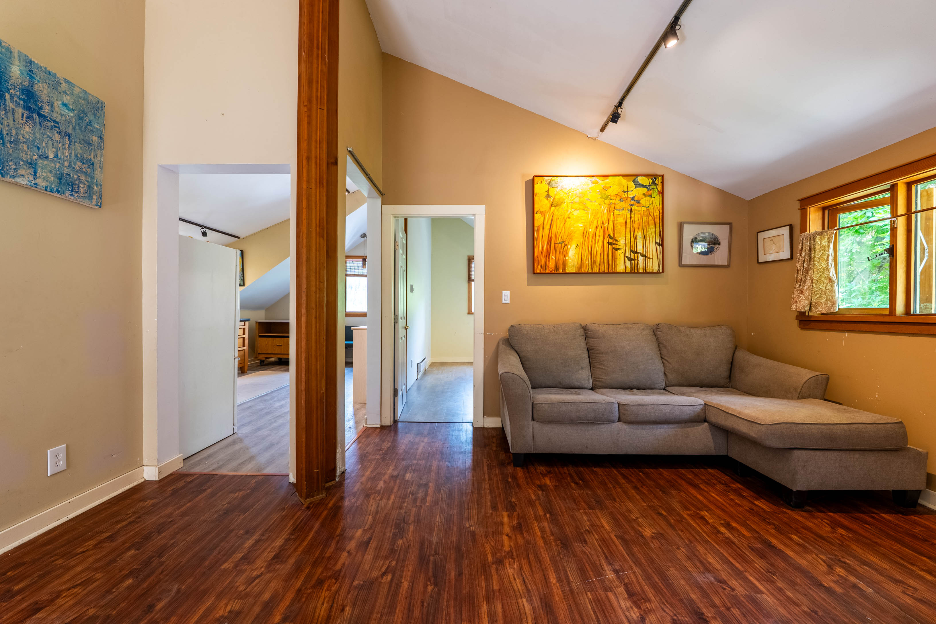 Suite living space and kitchen