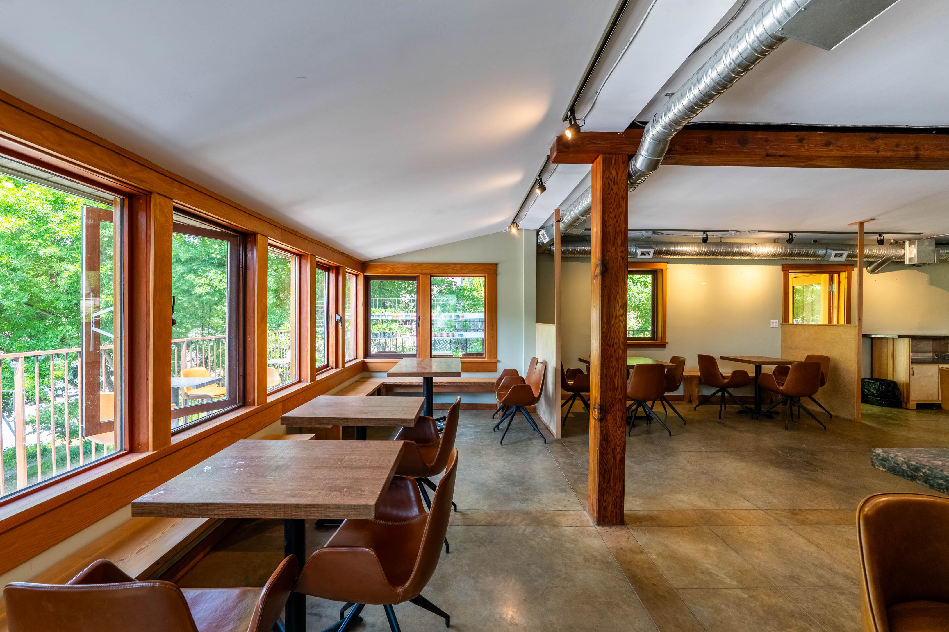 Café seating and service area
