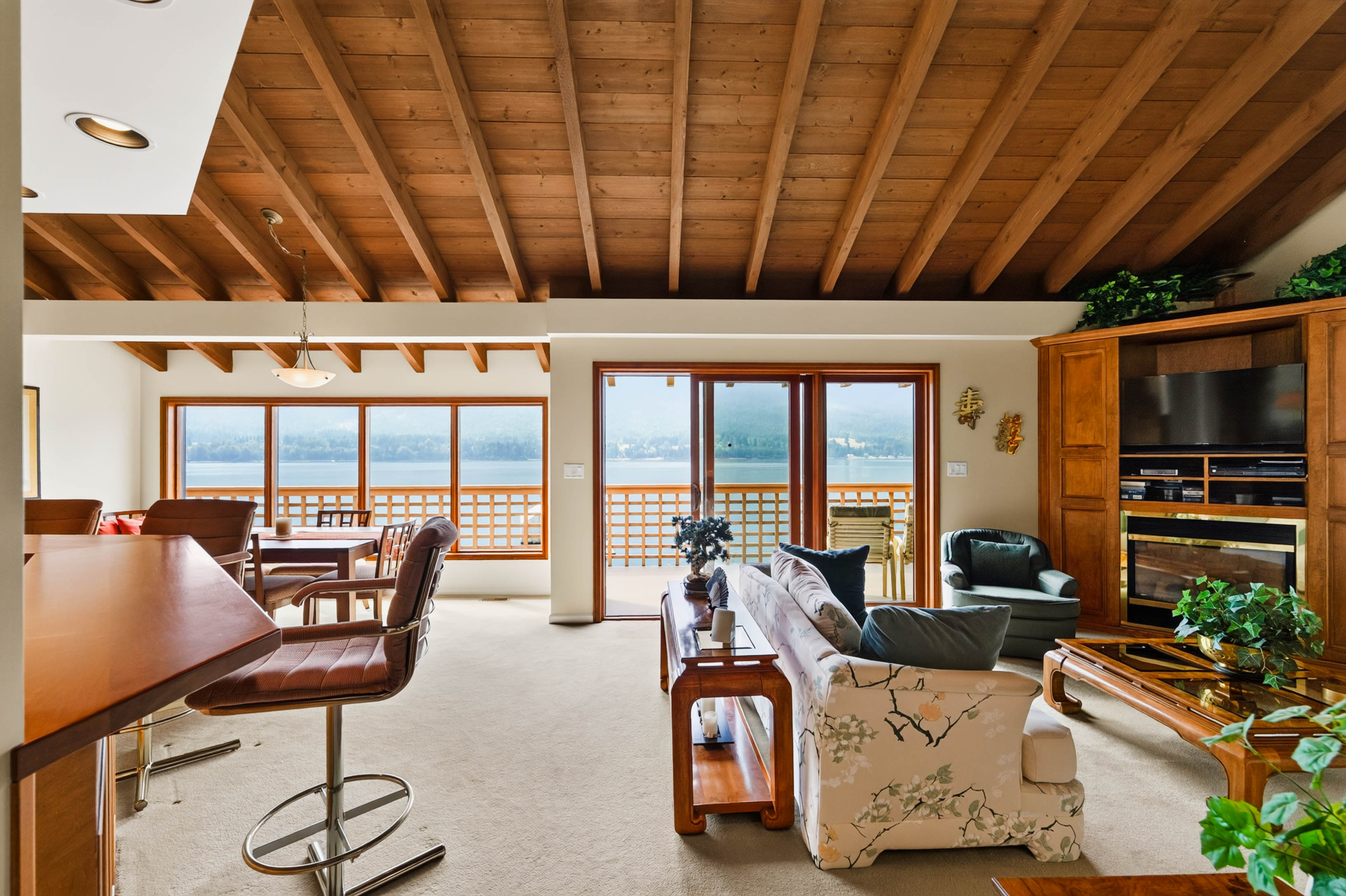 Living space with a view toward Kootenay Lake