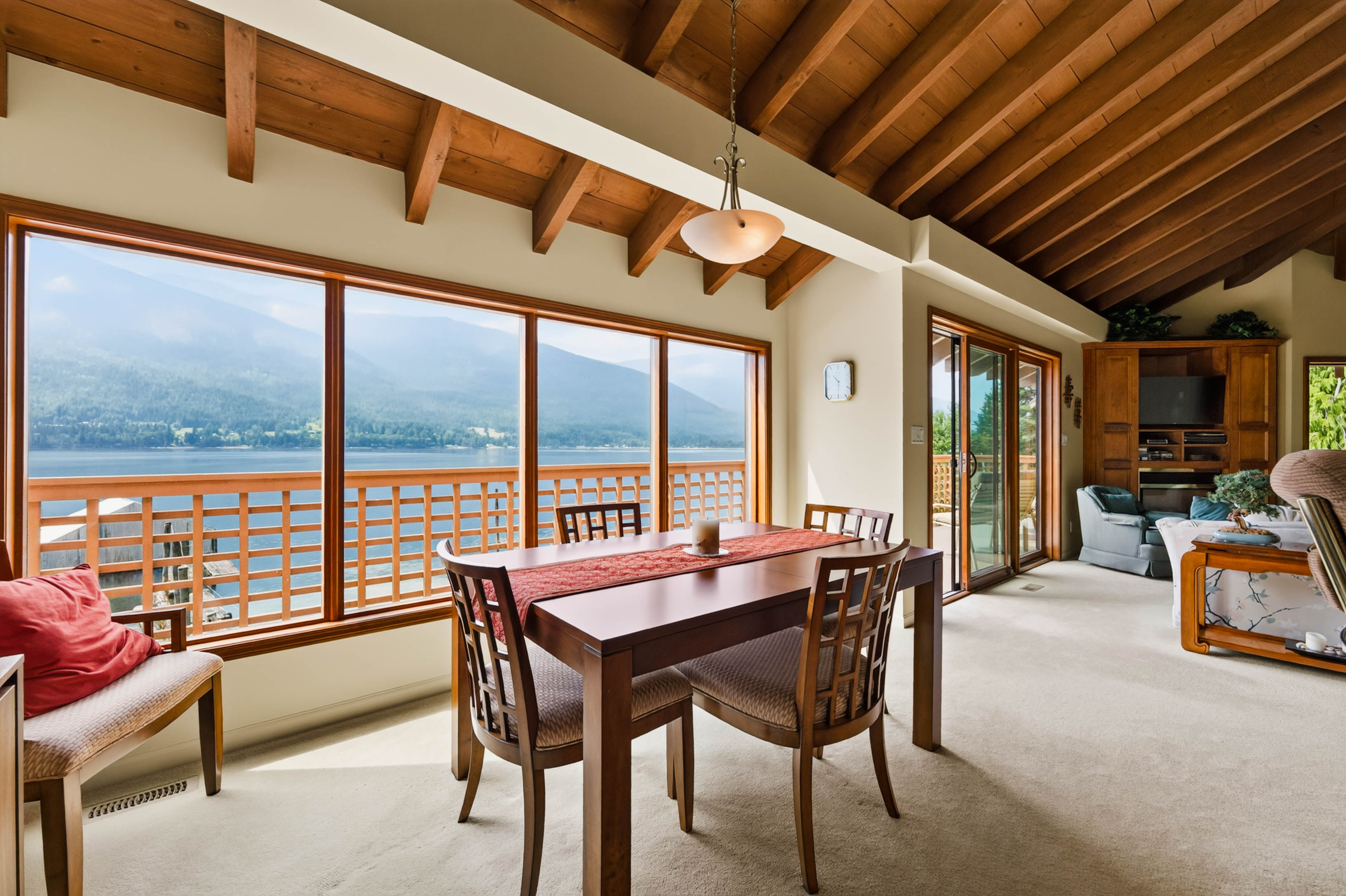 Dining area with a view of Kootenay Lake