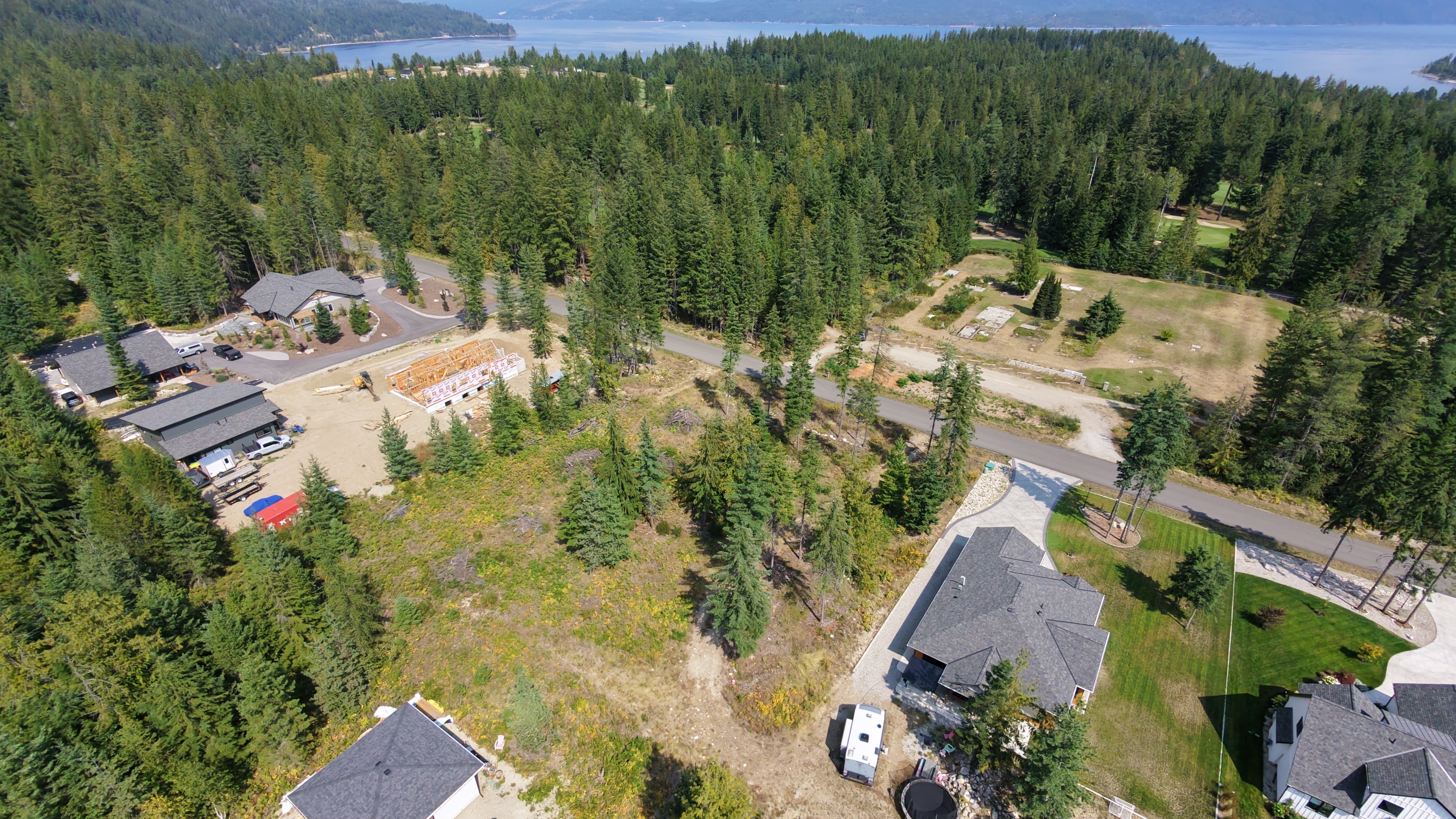 Aerial view of Lot 4 Queens Bay Road in Balfour with Kootenay Lake beyond