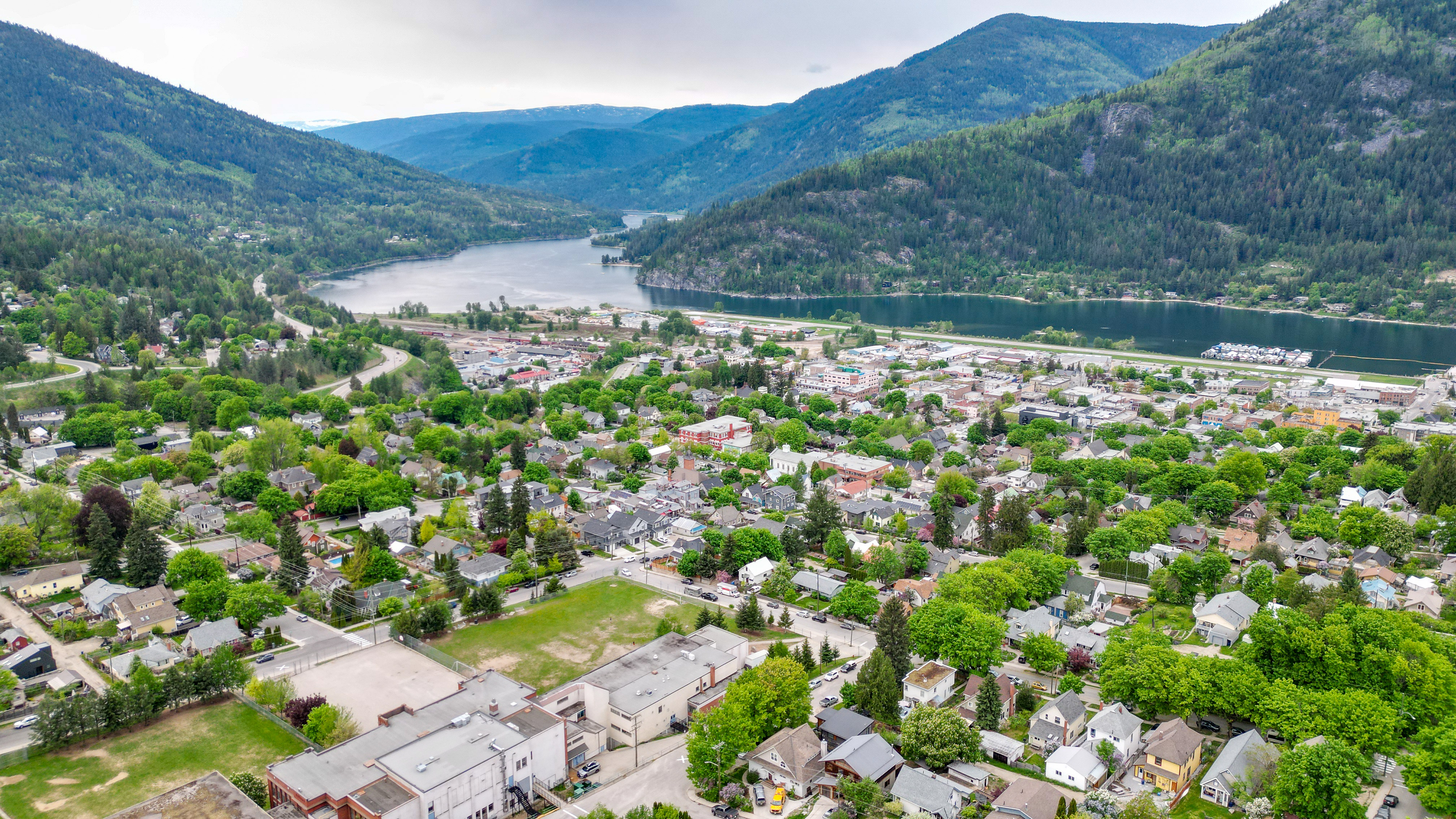 Aerial view of Nelson British Columbia