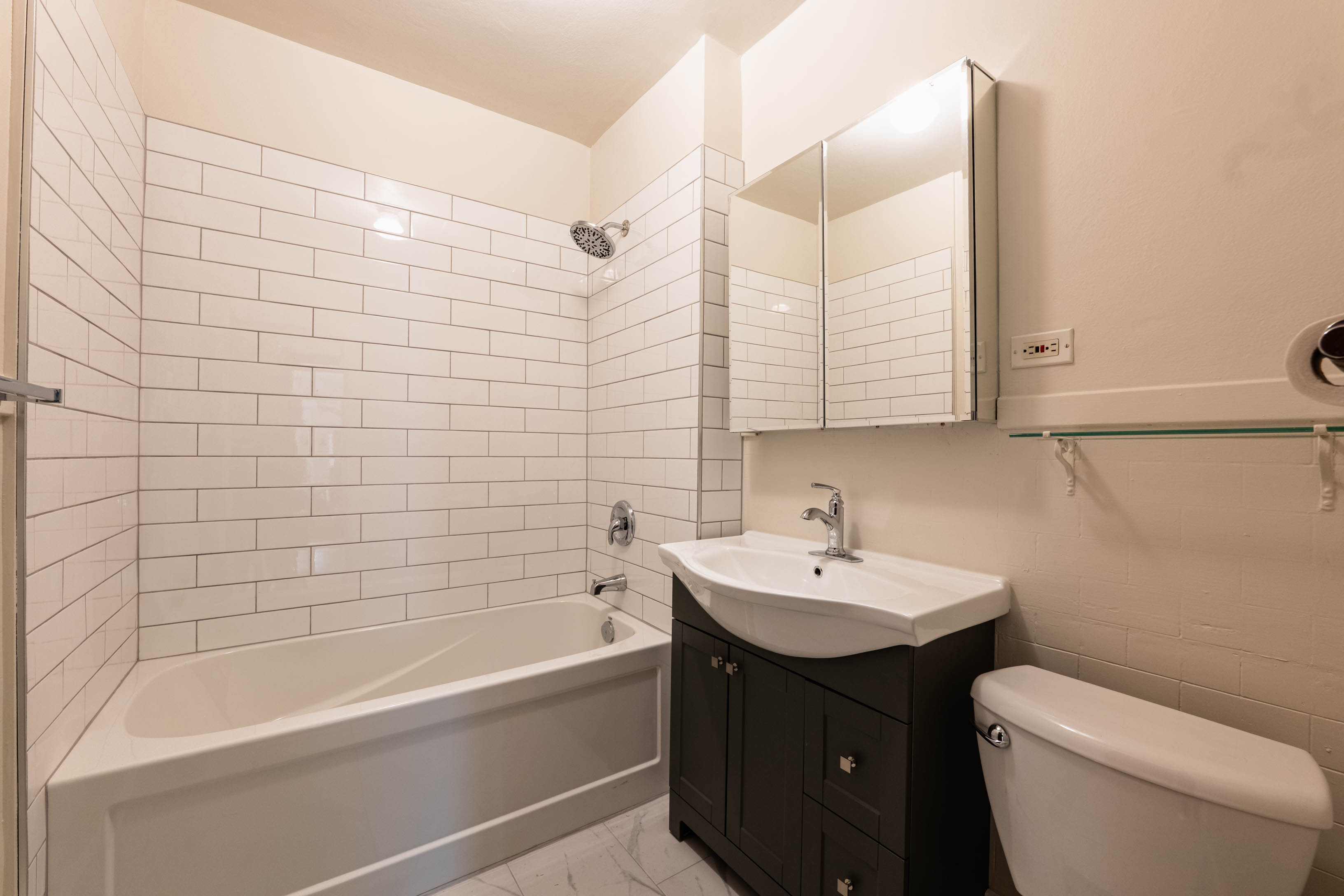 Updated bathroom with subway tile
