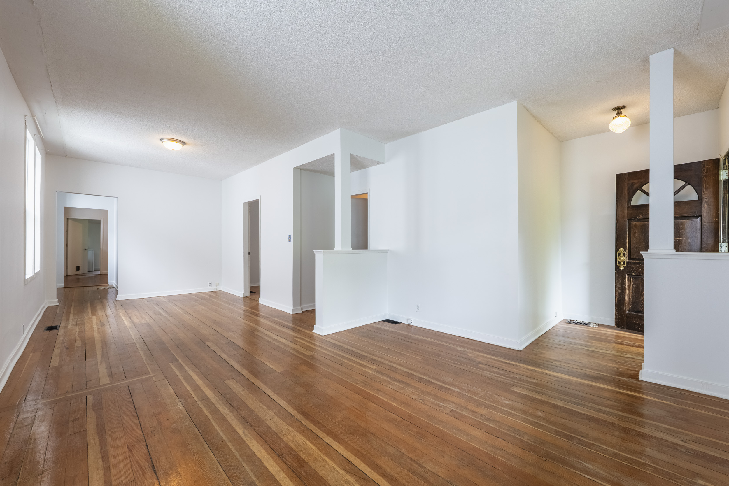 Freshly painted interior with wood flooring