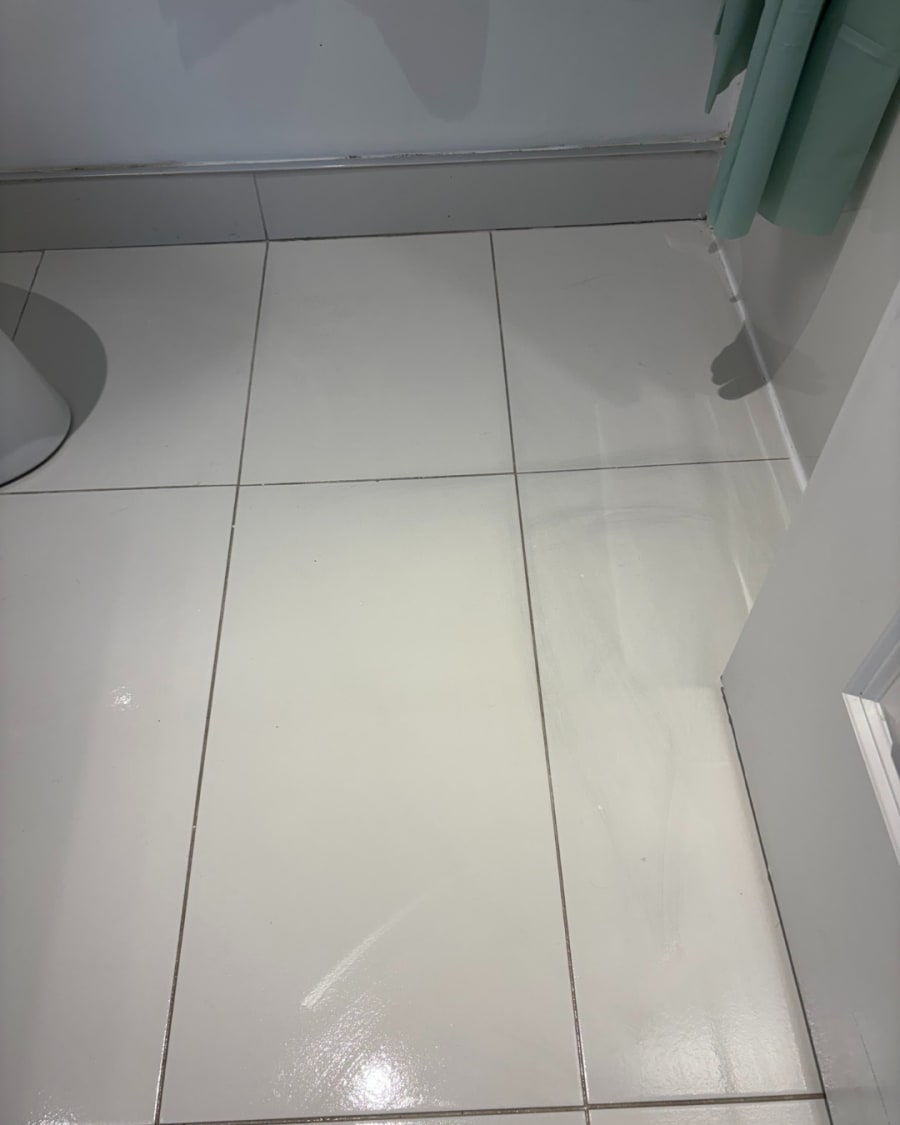 The same floor, polished and spotless after a Zamora clean