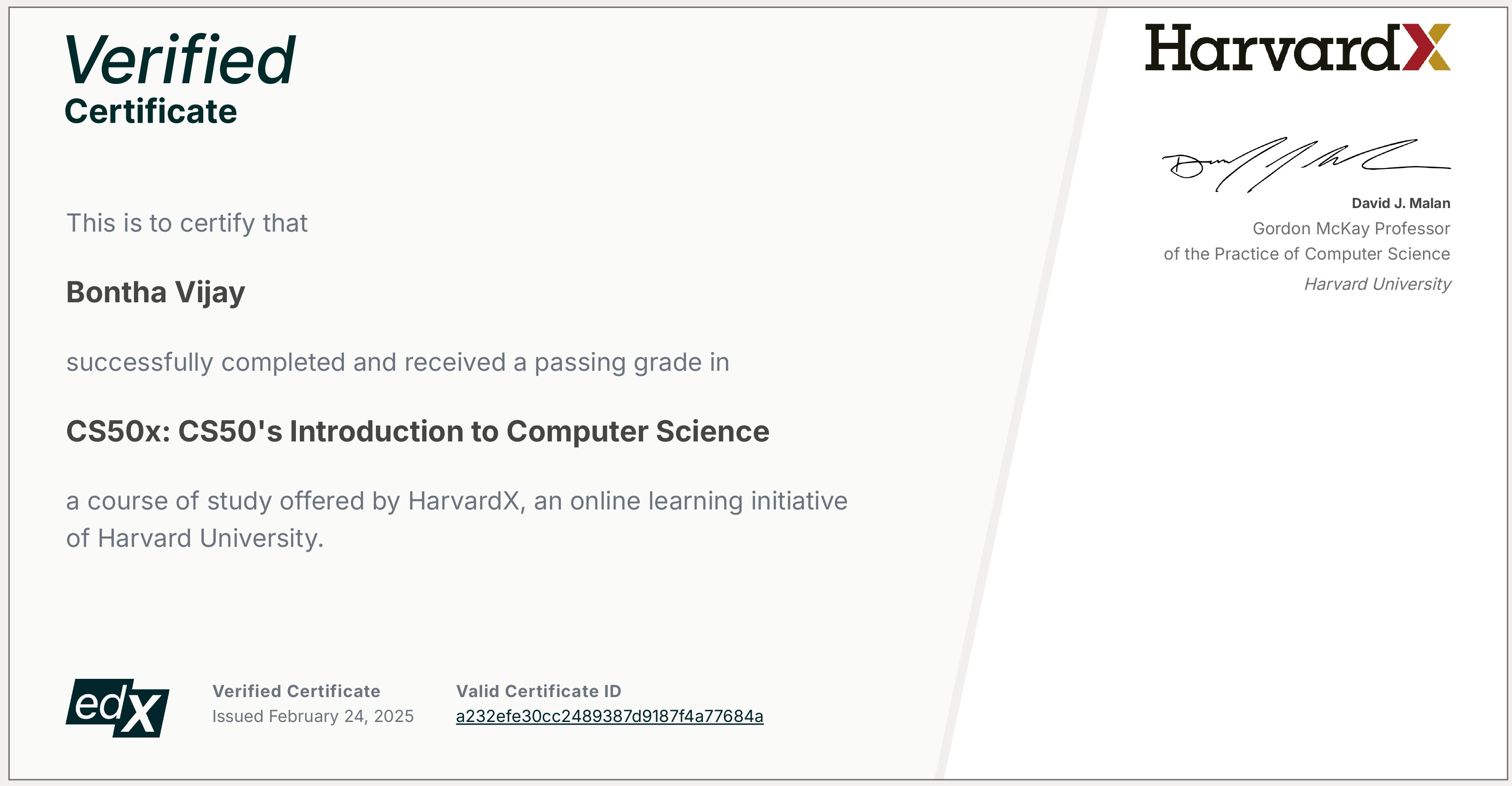 CS50x: Computer Science