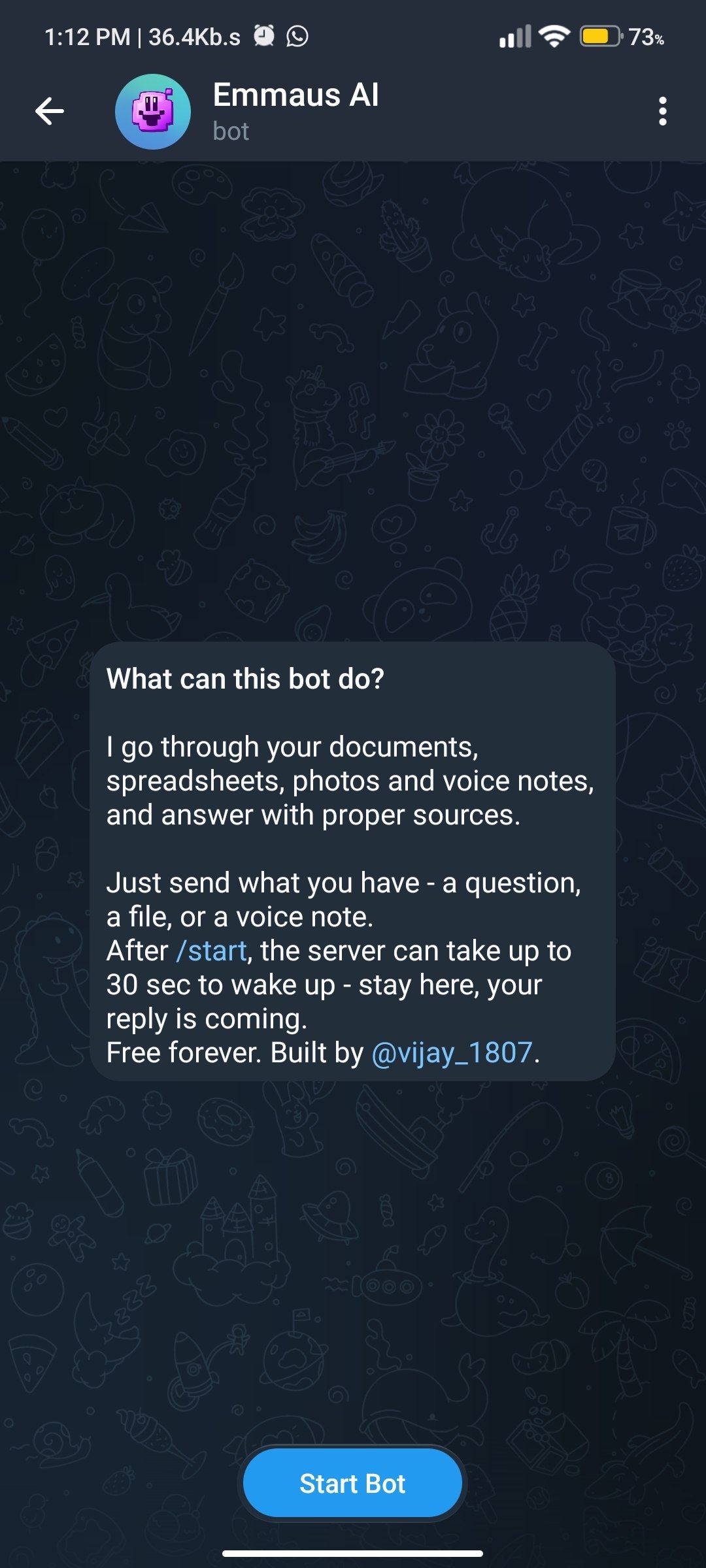 Emmaus AI Telegram Bot Interface
