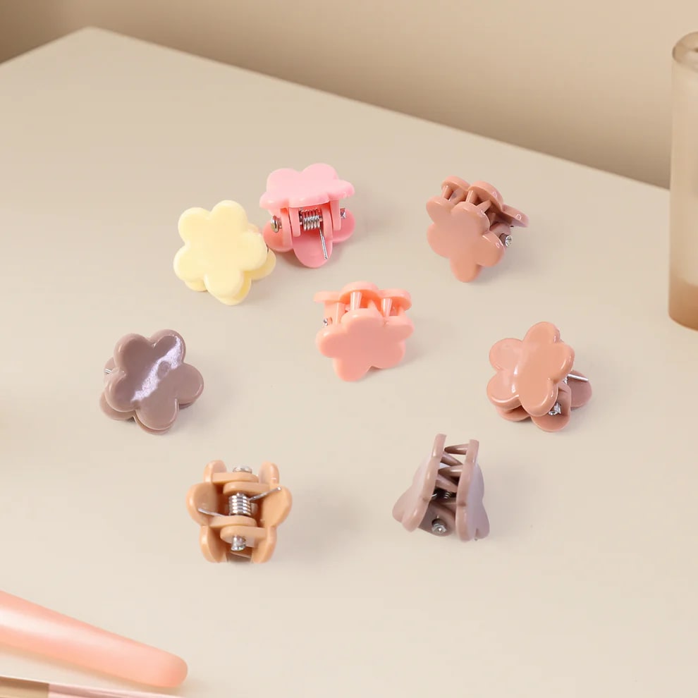Pack of 10 Cute Bunny Mini Claw Hair Clips for Girls | Multicolor Flower Hair Clutcher Clips | Small Hair Accessories, thumbnail 2