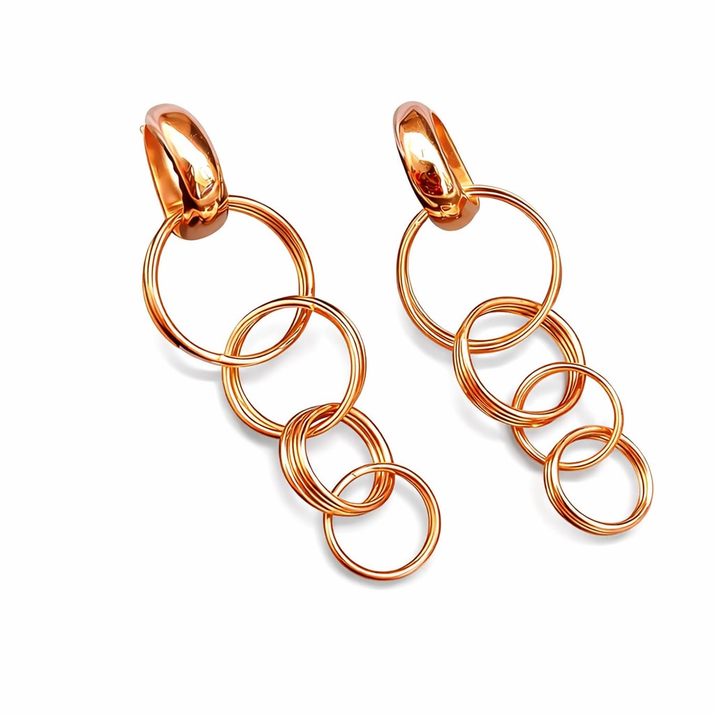 Shrigarika Rose Gold Multi Hoop Drop Earrings for Women & Girls | Lightweight Geometric Dangle Earrings | Stylish Fashion Jewelry — wholesale price India
