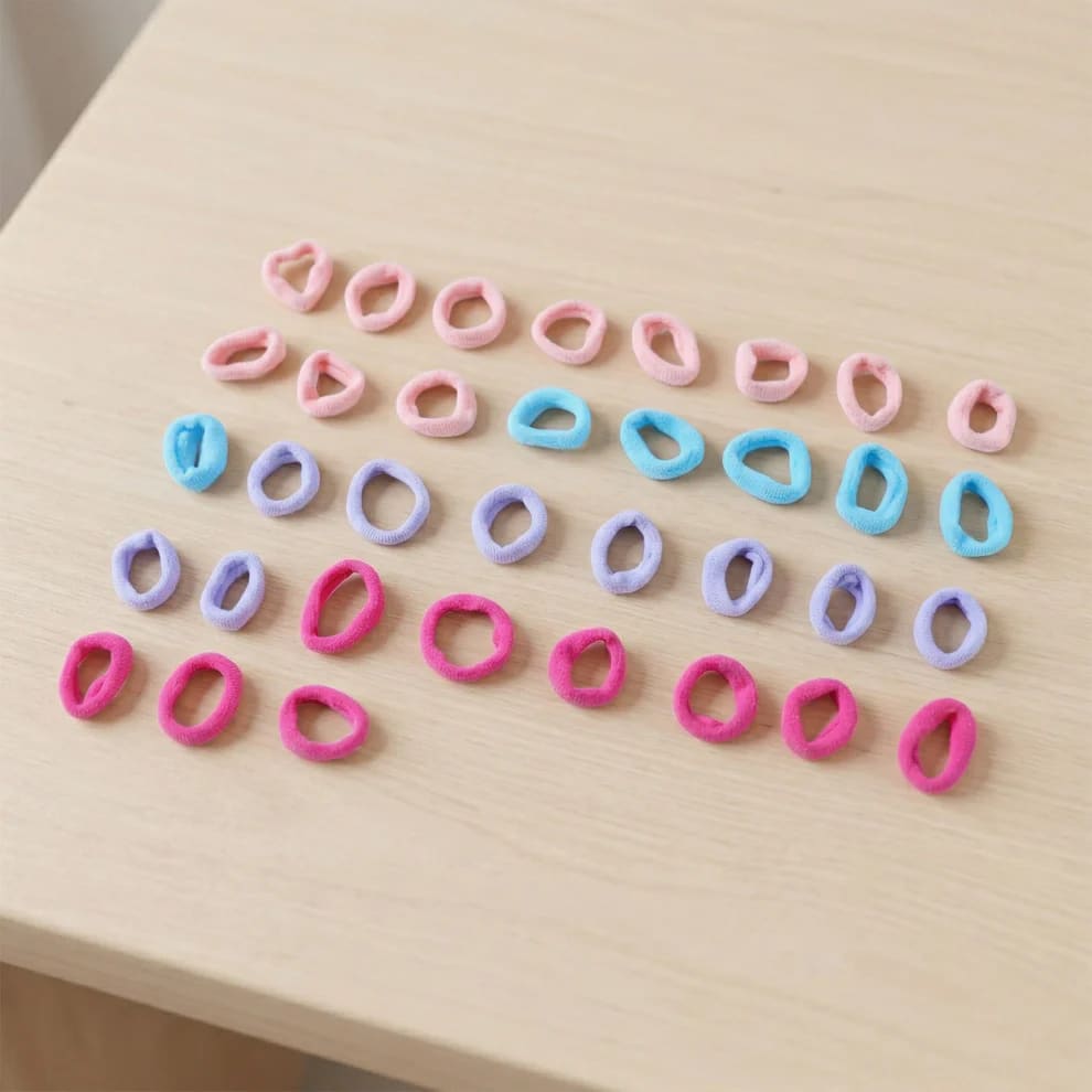Pack of 35 Soft Mini Hair Ties for Girls & Kids | Multicolor Stretchable Ponytail Hair Bands | No Damage Elastic Hair Accessories — wholesale price India