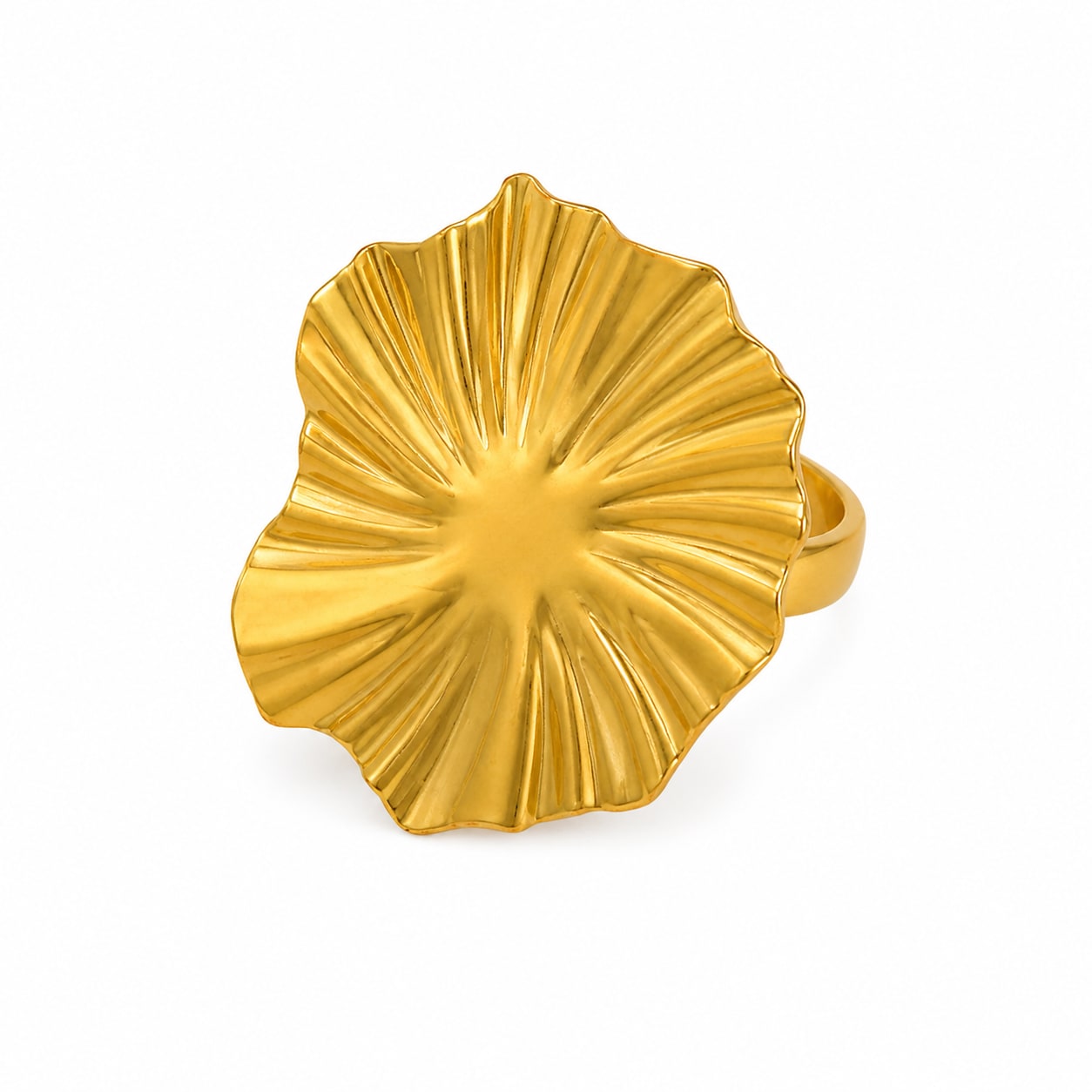 Elegant Gold-Tone Floral Statement Ring for Women & Girls | Adjustable Fashion Finger Ring, thumbnail 3