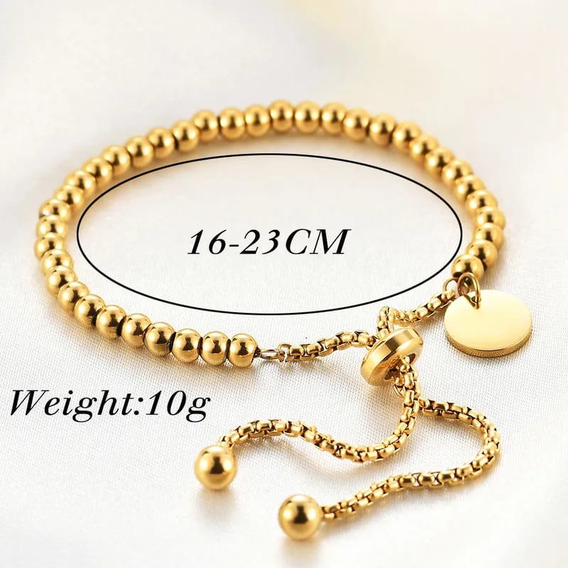 Gold Plated Adjustable Beaded Bracelet for Women & Girls | Stainless Steel Charm Bracelet | Pack of 1, thumbnail 4