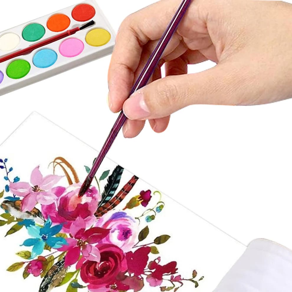 12 Shades Water Color Paint Set with Brush | Watercolour Cakes for Kids, Students & Artists | Non-Toxic Water Paint Kit, thumbnail 2