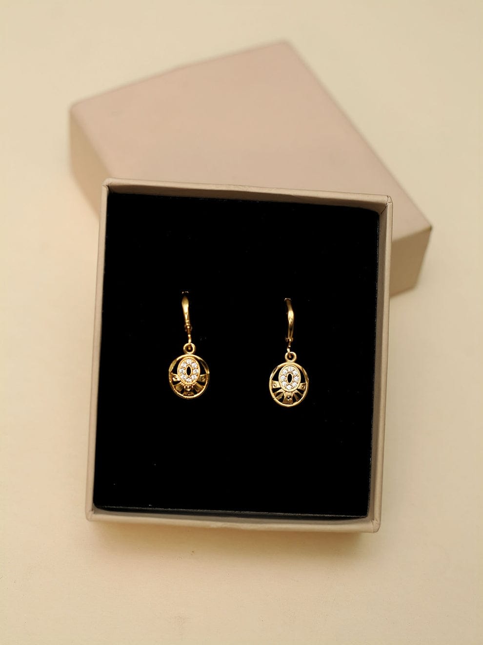 Combo of 3 Designer Earrings for Women & Girls | Evil Eye, Heart & Gold Oval Drop Earrings — thumbnail 4