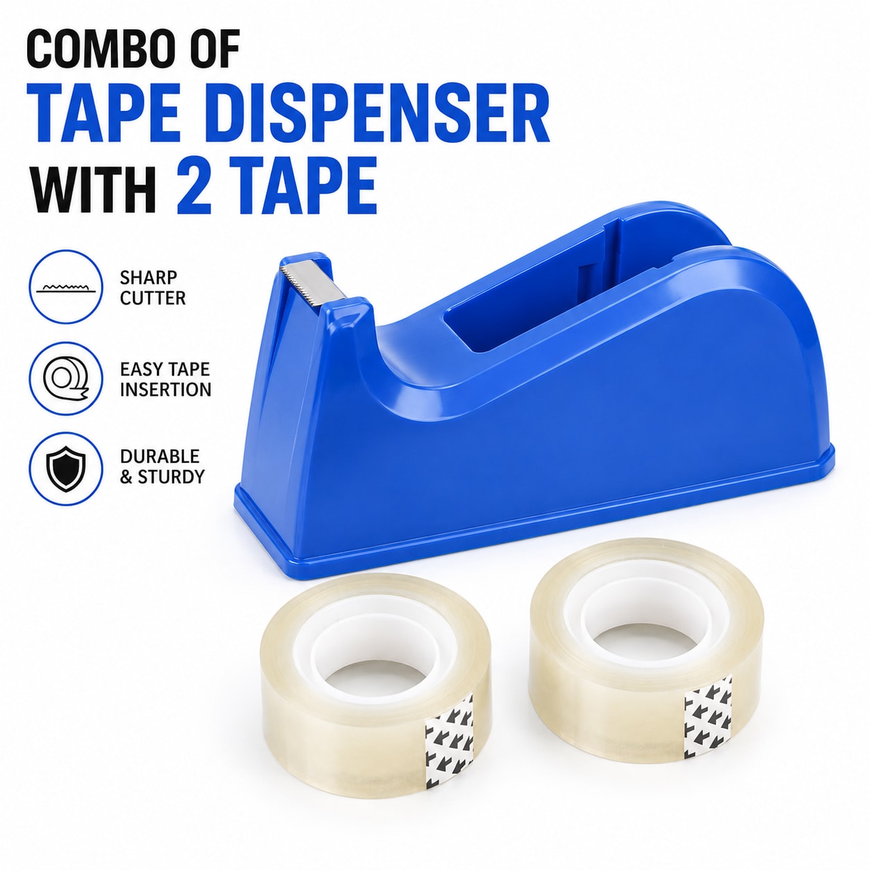 Tape Dispenser with 2 Clear Cello Tape Rolls Combo | Desktop Tape Cutter , thumbnail 4