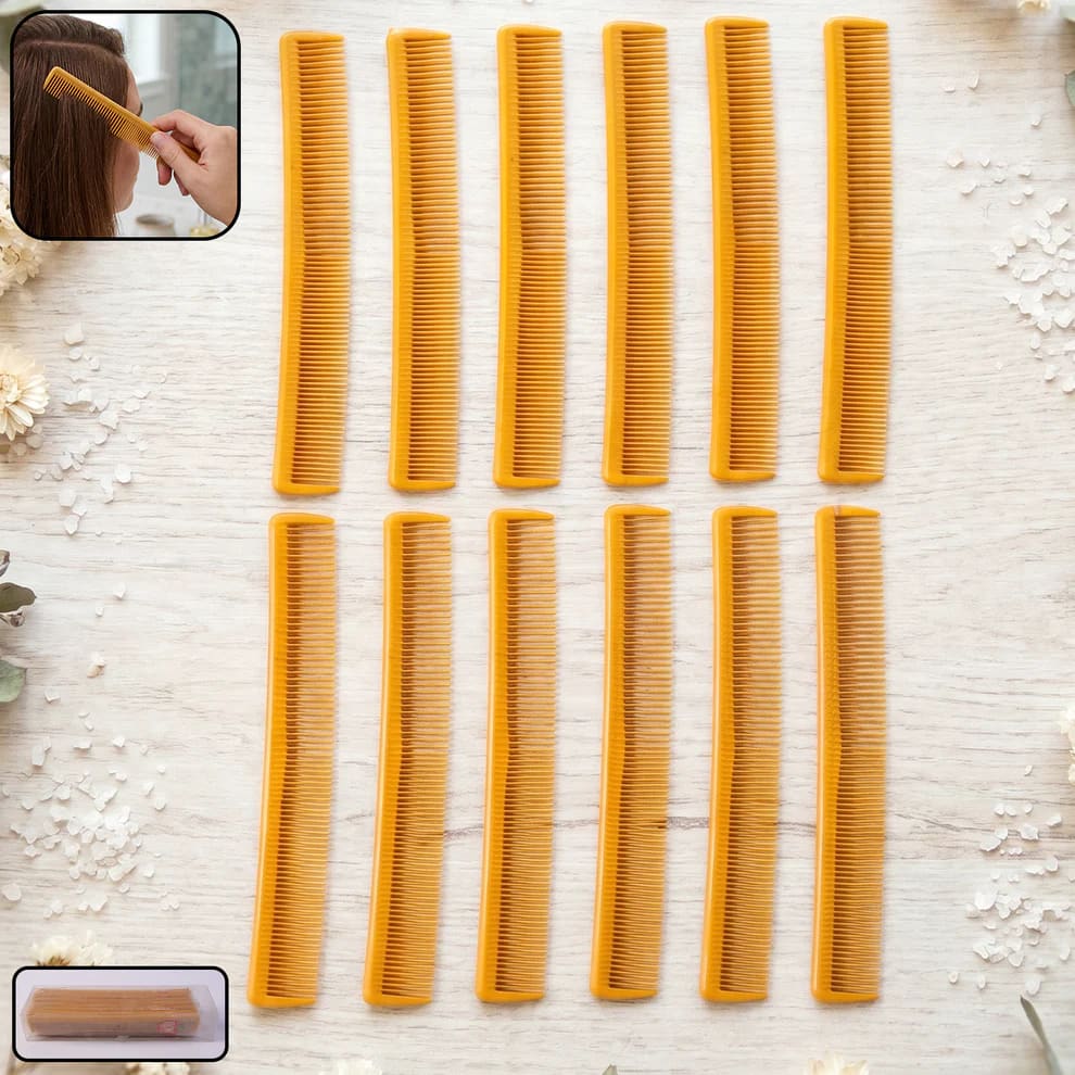 Pack of 12 Professional Hair Cutting Combs | Fine Tooth Plastic Barber Comb Set | Salon Styling, Hair Cutting & Daily Grooming Comb, thumbnail 4