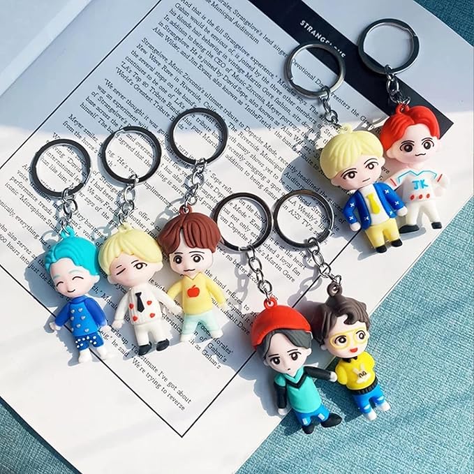 Cute Cartoon Couple Keychain Set for Boys & Girls | Soft PVC Hanging Key Ring for Keys, Bags & Backpacks | Pack of 8 Pieces — wholesale price India