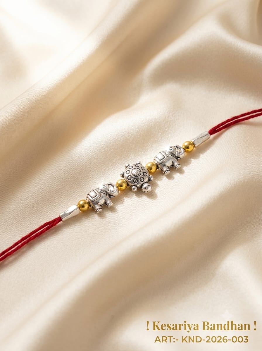 Premium Elephant & Tortoise Charm Rakhi, shop online in India