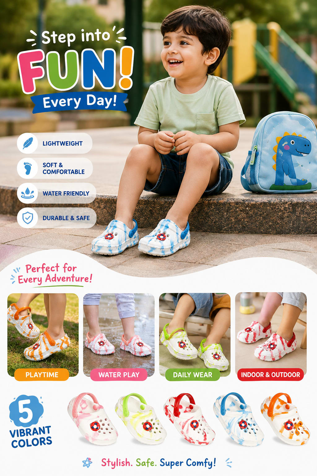 Kids EVA Clogs for Boys & Girls – Lightweight, Sizes 18–23, thumbnail 3