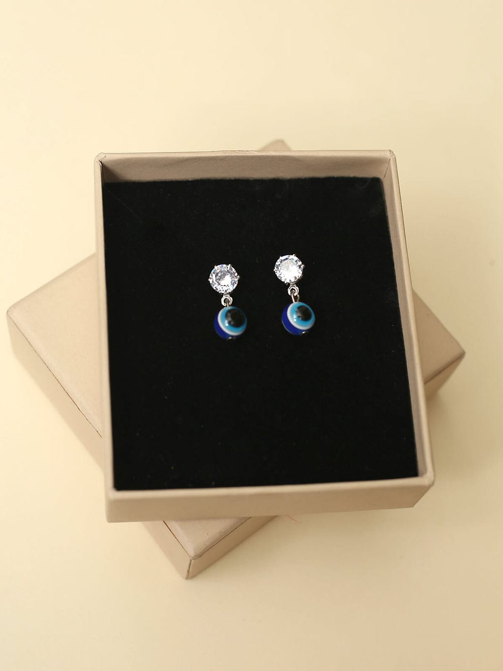 Combo of 3 Designer Earrings for Women & Girls | Evil Eye, Heart & Gold Oval Drop Earrings — thumbnail 2