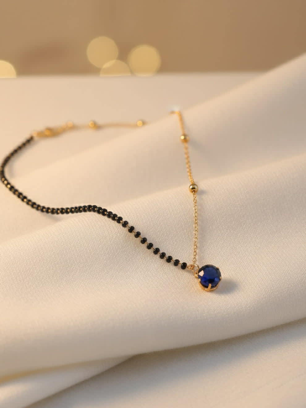 Shringarika Anna Blue Solitaire Pendant Mangalsutra, shop online in India