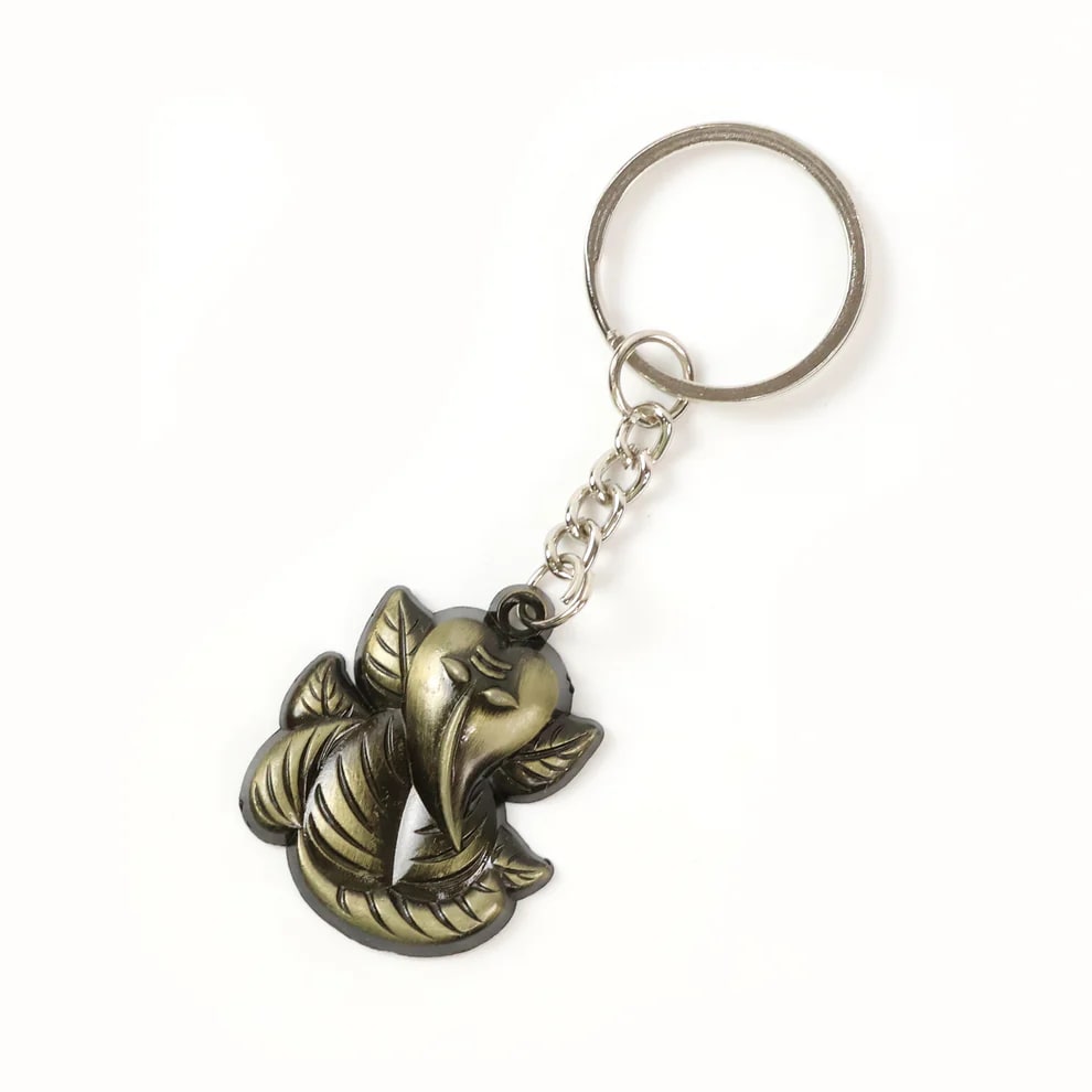 Lord Ganesha Metal Keychain | Ganpati Bappa Key Ring for Car, Bike, House & Office Keys | Antique Finish Religious Key Holder — wholesale price India
