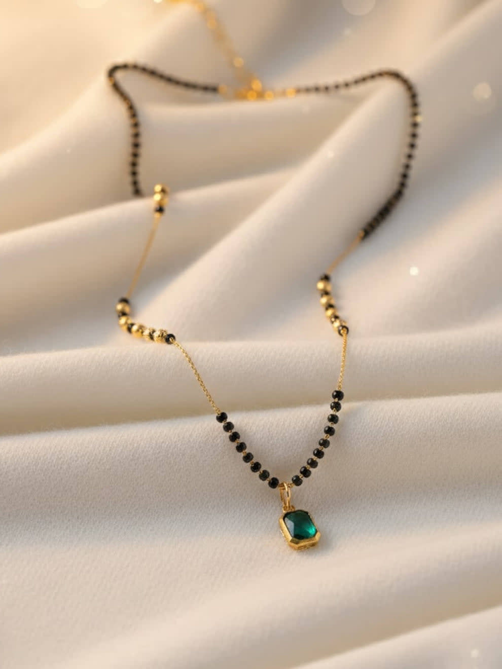 Shringarika Janelle Green Stone Pendant Mangalsutra, shop online in India