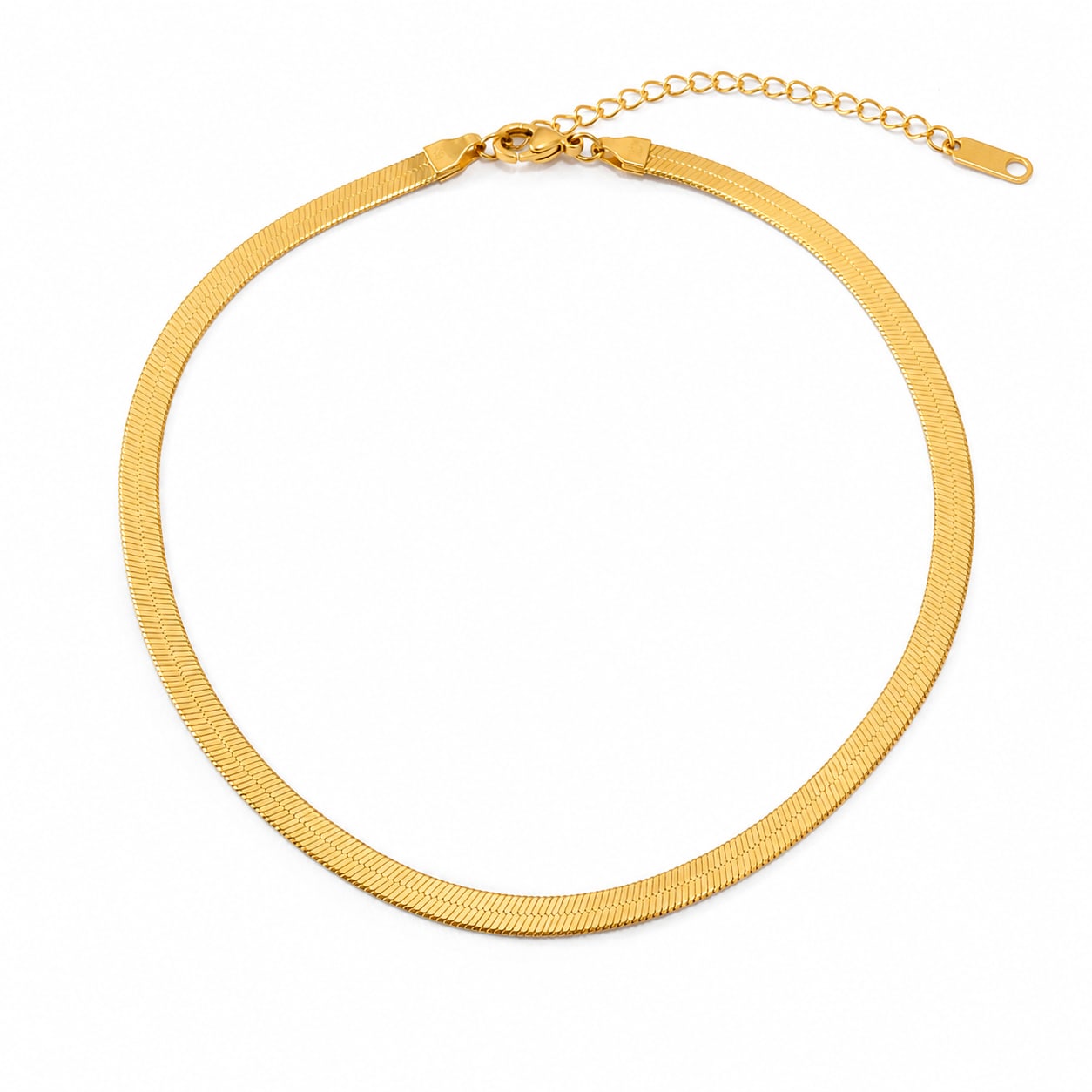 Gold-Tone Herringbone Snake Chain Necklace for Women & Girls | Flat Link Minimalist Fashion Necklace, thumbnail 3