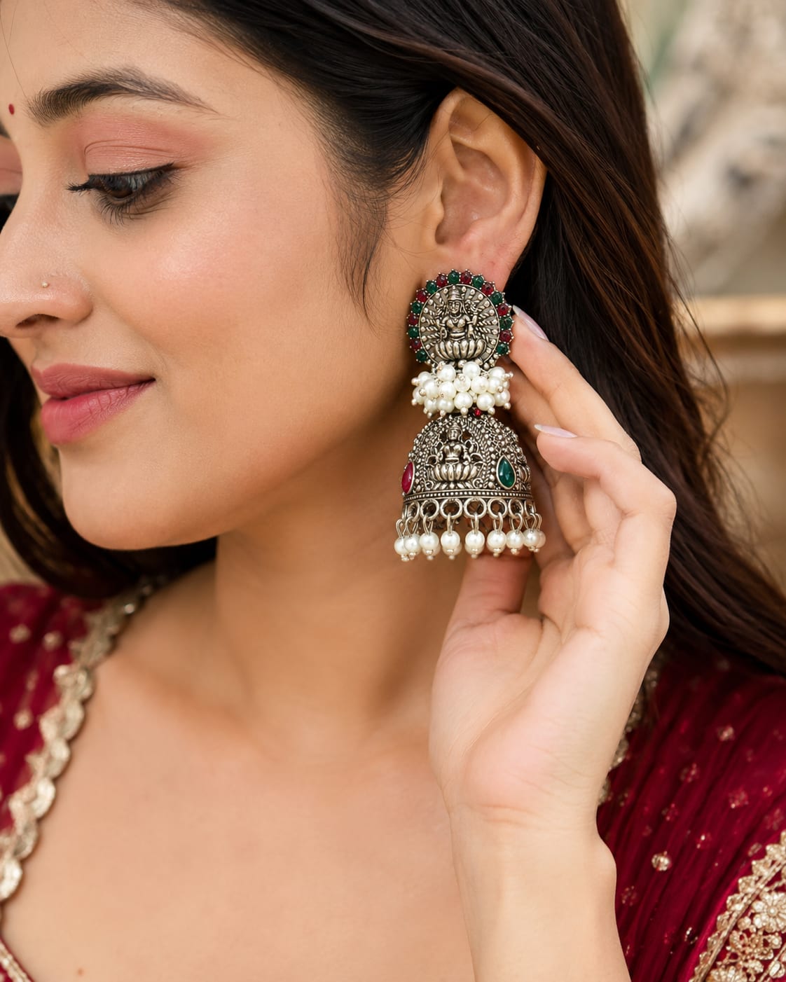 Antique Oxidised Earring-Laxmi Ji — wholesale price India