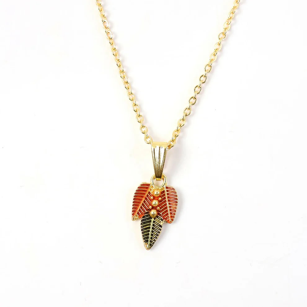 Gold Plated Leaf Pendant Necklace for Women & Girls | Elegant Fashion Chain Necklace | Lightweight Daily Wear Jewelry — wholesale price India