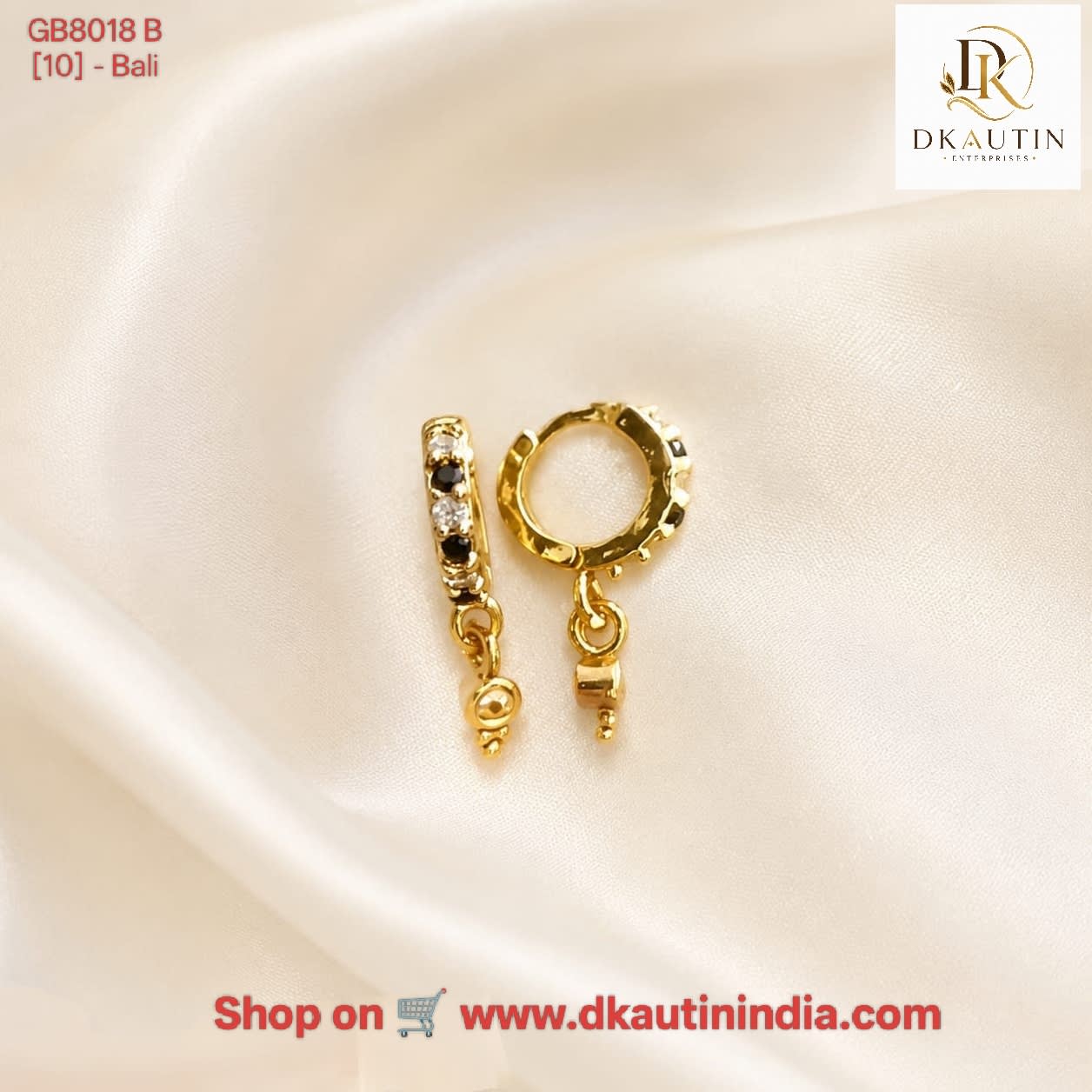 Shringarika Gold-Tone Black & White Crystal Huggie Hoop Earrings for Women, shop online in India
