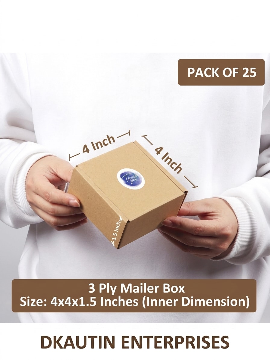3 Ply Self-Locking Kraft Mailer Box 4×4×1.5 Inch Pack of 25 By Dkautin Enterprises, shop online in India