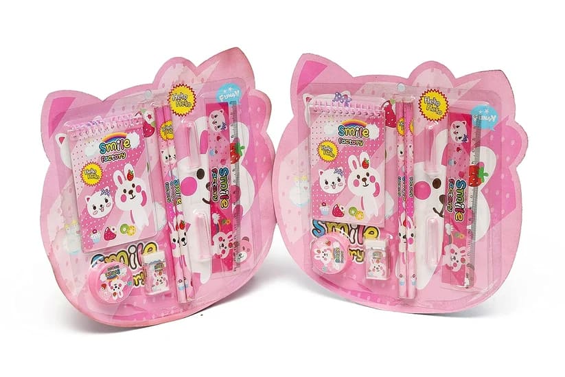 Pink Cartoon Kids Stationery Kit – Complete School Set, thumbnail 3