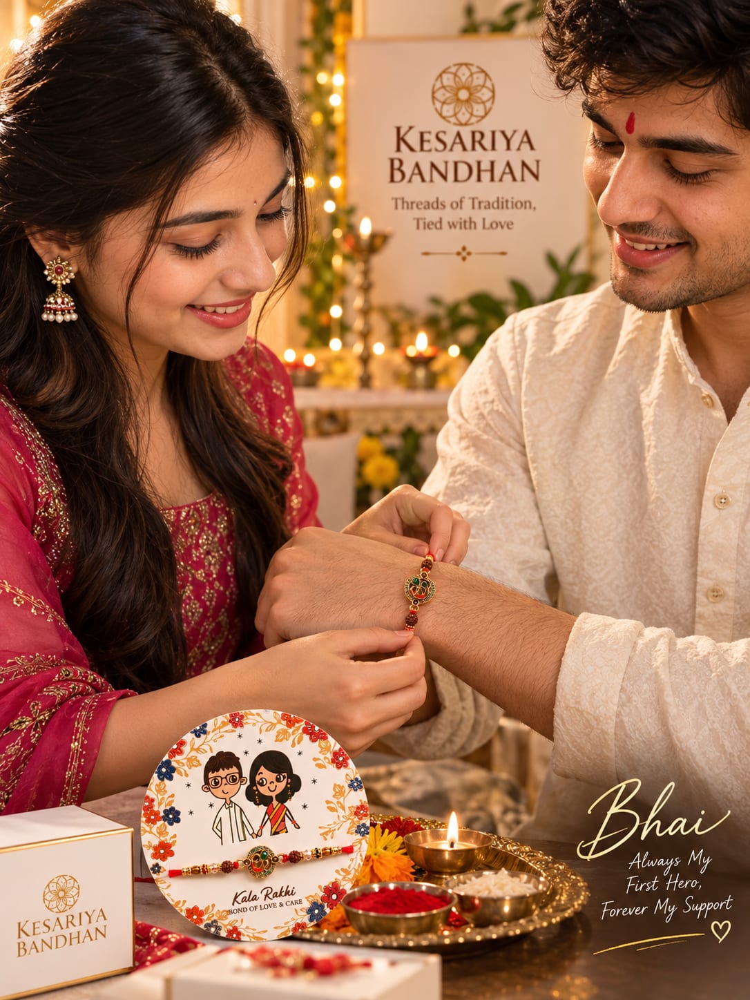 Premium Designer Om Bhai Rakhi with Rudraksha Beads | Traditional Handcrafted Raksha Bandhan Rakhi for Brother, thumbnail 2