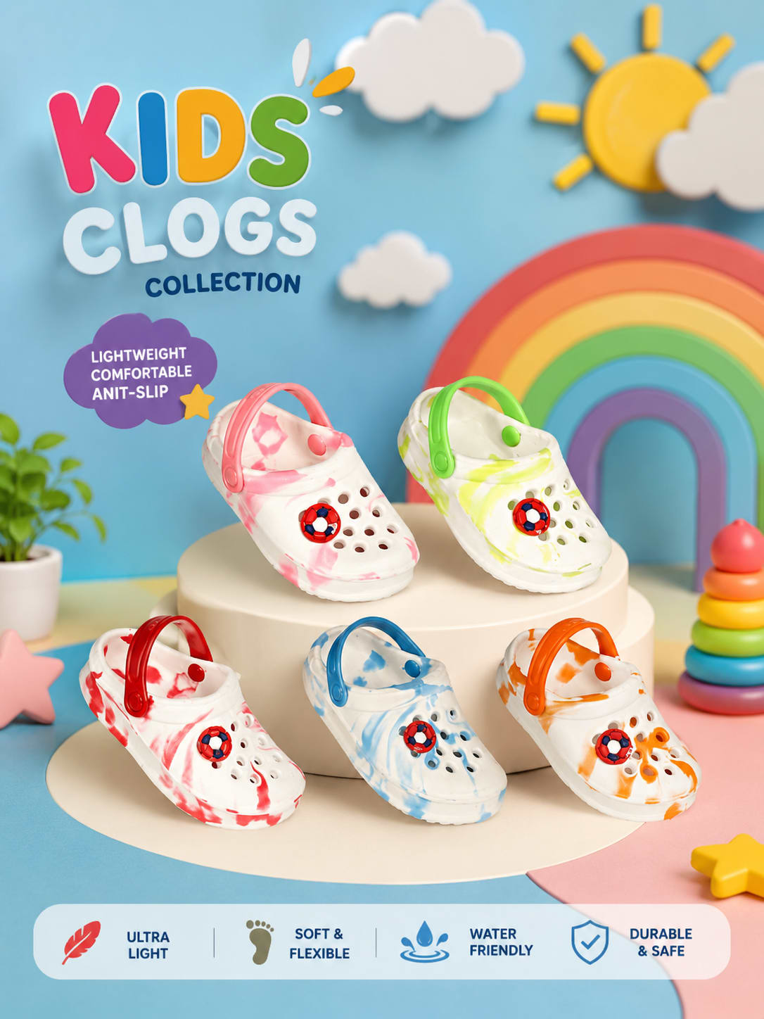 Kids EVA Clogs for Boys & Girls – Lightweight, Sizes 18–23, thumbnail 2