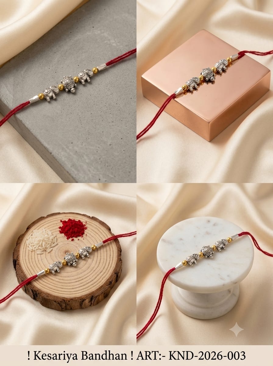 Premium Elephant & Tortoise Charm Rakhi, thumbnail 3