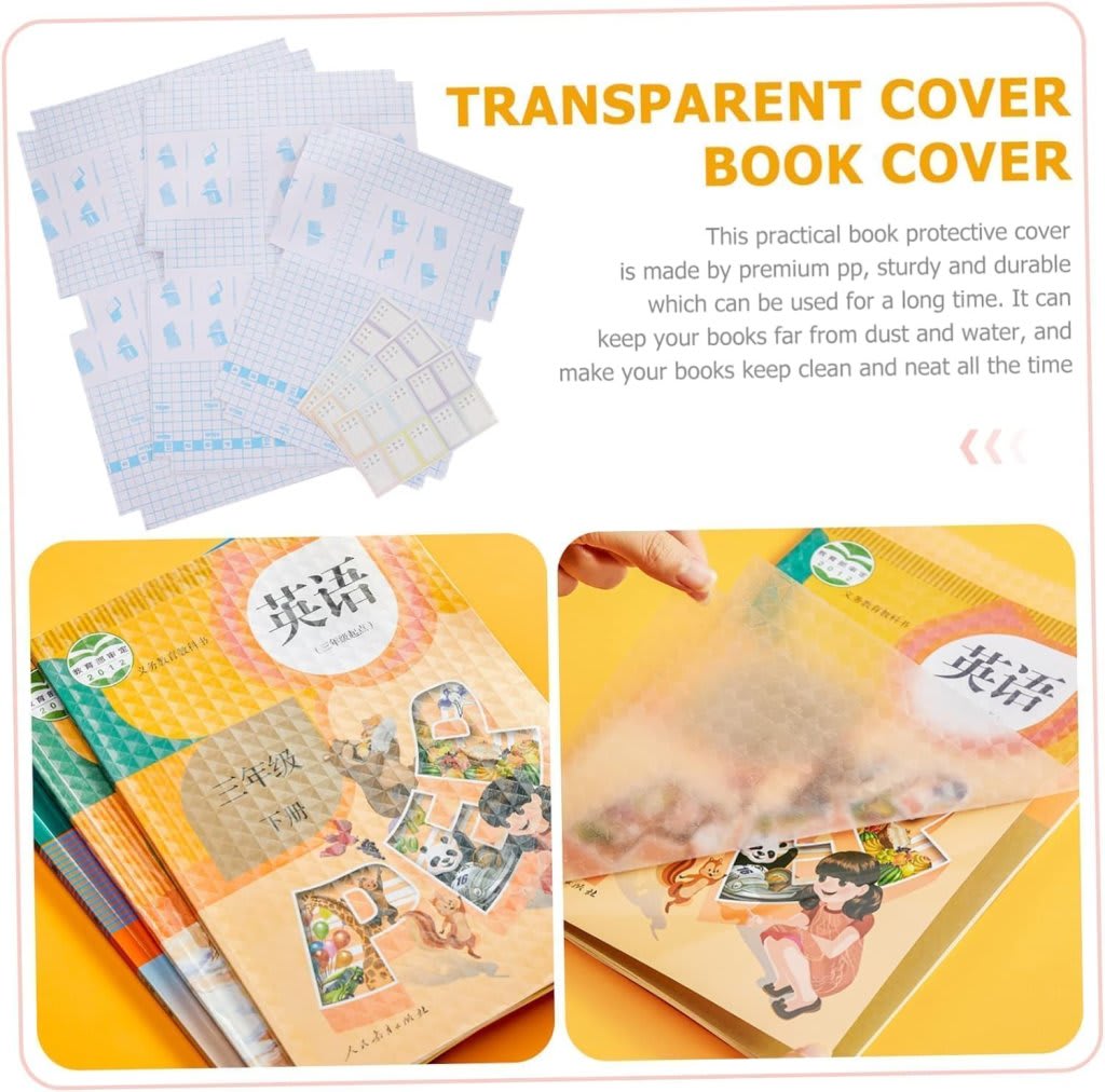 Transparent Self-Adhesive Waterproof Book Cover Sheets (Pack of 30) with Free Name Labels | Premium PVC Book Protection Film, thumbnail 2