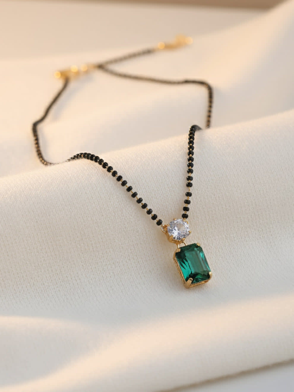 Shringarika Andrea Green Dual-Stone Pendant Mangalsutra, shop online in India