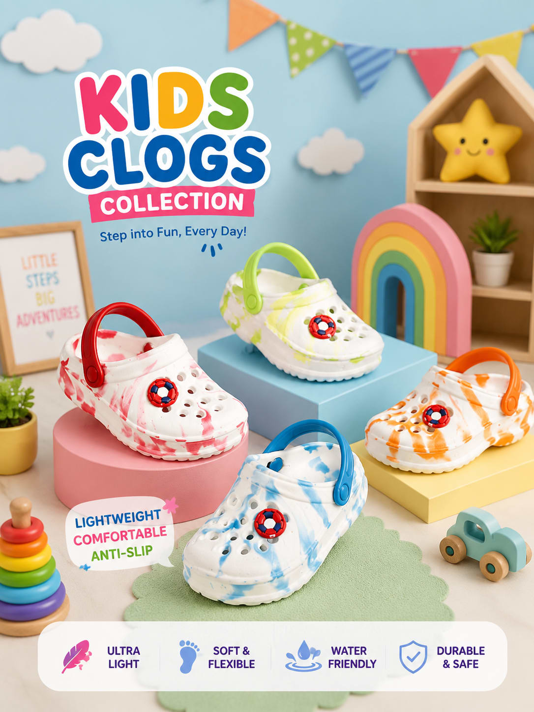 Kids EVA Clogs for Boys & Girls – Lightweight, Sizes 18–23, shop online in India